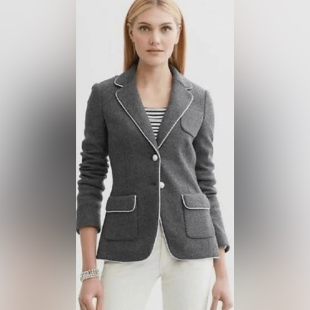 ▪️Banana Republic Gray Wool PIPED BLAZER 10